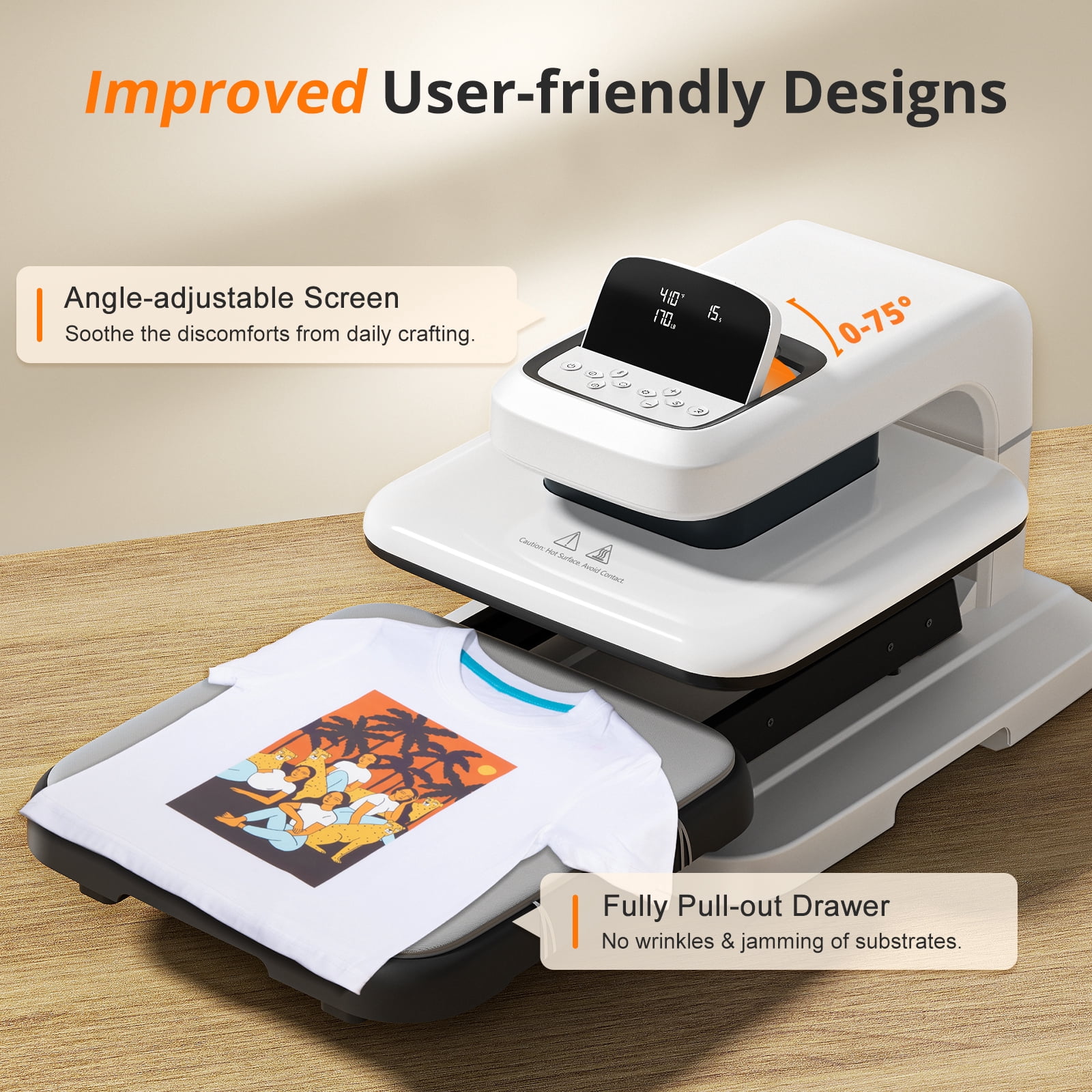 HTVRONT Automatic Heat Press 2 & Heat Press Accessories for Heat Press -210 PCS Includes HTV, Sublimation Paper, Sublimation HTV, Heat Resistant Tape, Heat Press Mat