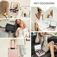 thumbnail image 6 of Leather Makeup Case with LED Lighted Mirror 11.4 Inch Travel Makeup Bag Adjustable Brightness in 3 Colors Cosmetic Organizer Artist Storage Bag with Dividers Brush Holder Storage Vanity Pink, 6 of 13