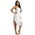 thumbnail image 2 of Kvysinly Women's Lyrical Dance Costume Spaghetti Straps Chiffon Asymmetric High-Low Modern Dress White XL, 2 of 7