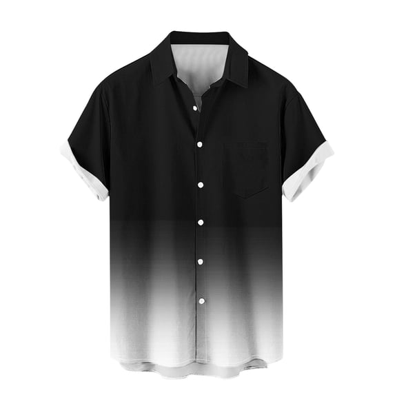 hlysgo Button Down Short Sleeve Shirts for Men Trendy Gradient Print Big and Tall Mens Shirts Loose Fit Casual Summer Going Out Tops White,Size S