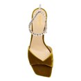thumbnail image 3 of XYD Women Stylish Chunky High Heel Sandals Rhinestones Chain Ankle Strap Square Open Toe Pumps Party Prom Shoes Size 4 Citrine Velvet, 3 of 6