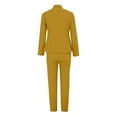 thumbnail image 6 of Pyhlmscde Women 2 Outfits Suit Pants Sets Casual Long Sleeve V Neck Jacket Trousers Fashion Streetwear, Lounge Sets for Women, Two Piece Sets for Women Yellow 2XL, 6 of 6