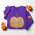 thumbnail image 3 of FchengtaiS Halloween Fall Shirts for Women Cute Shinny Pumpkin Graphic Sweatshirt Thanksgiving Tshirts, 3 of 5