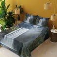 thumbnail image 2 of Ambesonne Landscape Fitted & Top Sheet Set with Shams, America Cliffs Scene, Green Blue White, 2 of 5