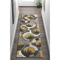 Well Woven Ruby Yolo Modern Contemporary Gold Abstract Shape 2' x 7' Runner Area Rug