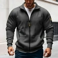 thumbnail image 2 of Txeol Dark Gray Zip Up Cargo Jacket for Men Long Sleeve Athletic Workout Sweatshirt Lightweight Outdoor Tactical Jackets with Pockets,XXL, 2 of 10