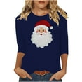 thumbnail image 2 of asdoklhq Christmas Sweatshirts for Women Ladies' Christmas Round Neck 3/4 Sleeve T-shirt Shirt Blue 2X, 2 of 4