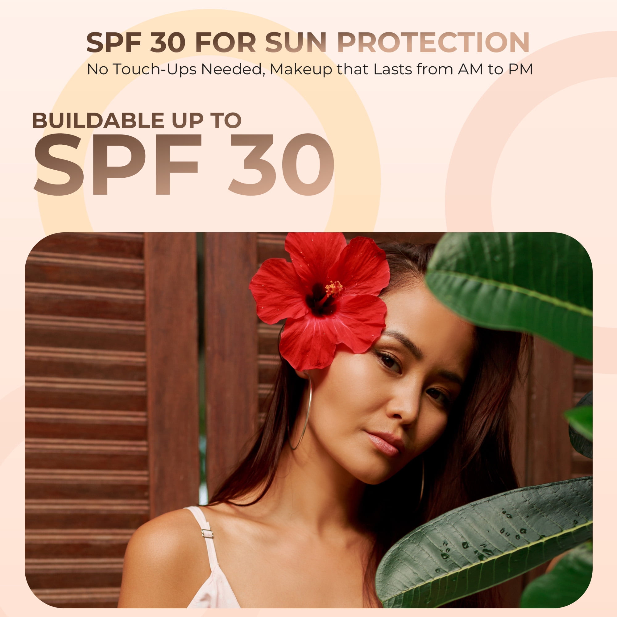 2pc FOUNDATION with KABUKI BRUSH Mineral Makeup (DEEP TAN) Matte Loose Powder Bare Face Cosmetics Full Coverage Long Lasting All Skin Types SPF 18