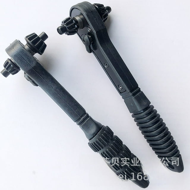 4-Piece Black Ratchet Multi-Tool Set: Dual-Head Key & Wrench Combination with 12.7mm and 17.5mm Sizes, Durable Design for Keyhole Opening and Screw Adjustment, Compact Portable Multi-Functional Tool