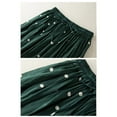 thumbnail image 5 of Wuxian Stylish Skirt For Women High Waist Polka Dot A-Line Skirt Boho Swing Retro Elastic Waistband Linen Hem Elegant Vintage Long Skirts,Green,M, 5 of 5