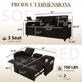 thumbnail image 2 of FFH 81" Reclining Sectionals for Living Room, Chenille Couch Sleeper Sofa with Pull Out Bed, USB and Storage, Black, 2 of 11