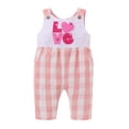 thumbnail image 2 of EGNMCR Rompers pour Enfants Bébé Filles Saint-Valentin à Carreaux Imprimé Lettre Sans Manches Combinaison Kid Rompers, 2 of 9