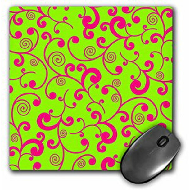 3dRose Elegant Lime Green and Pink Scroll Design, Mouse Pad, 8 by 8 ...