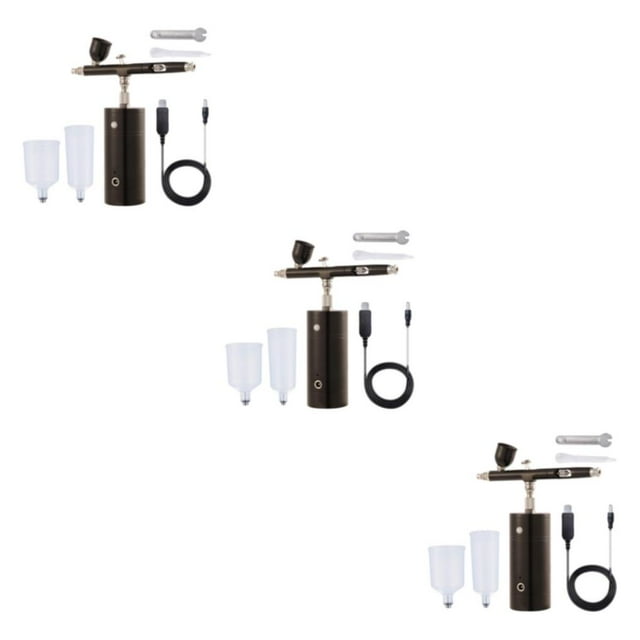 QualitChoice Compact Airbrush Air Compressor Kit Set Versatile Spray Painting Craft Rechargeable Nail Black 1.49x5.1x5.7 Inch 3Set