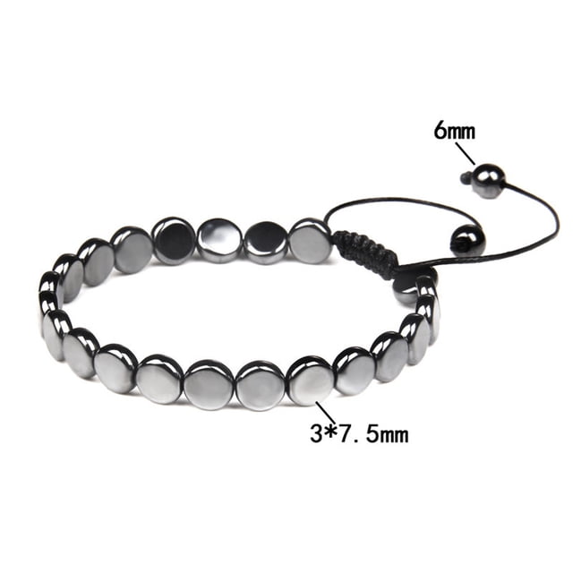 PPgejGEK Bracelet Magnétique en Pierre Noire Forme Santé Rétro Bracelet Tissé Offres Flash