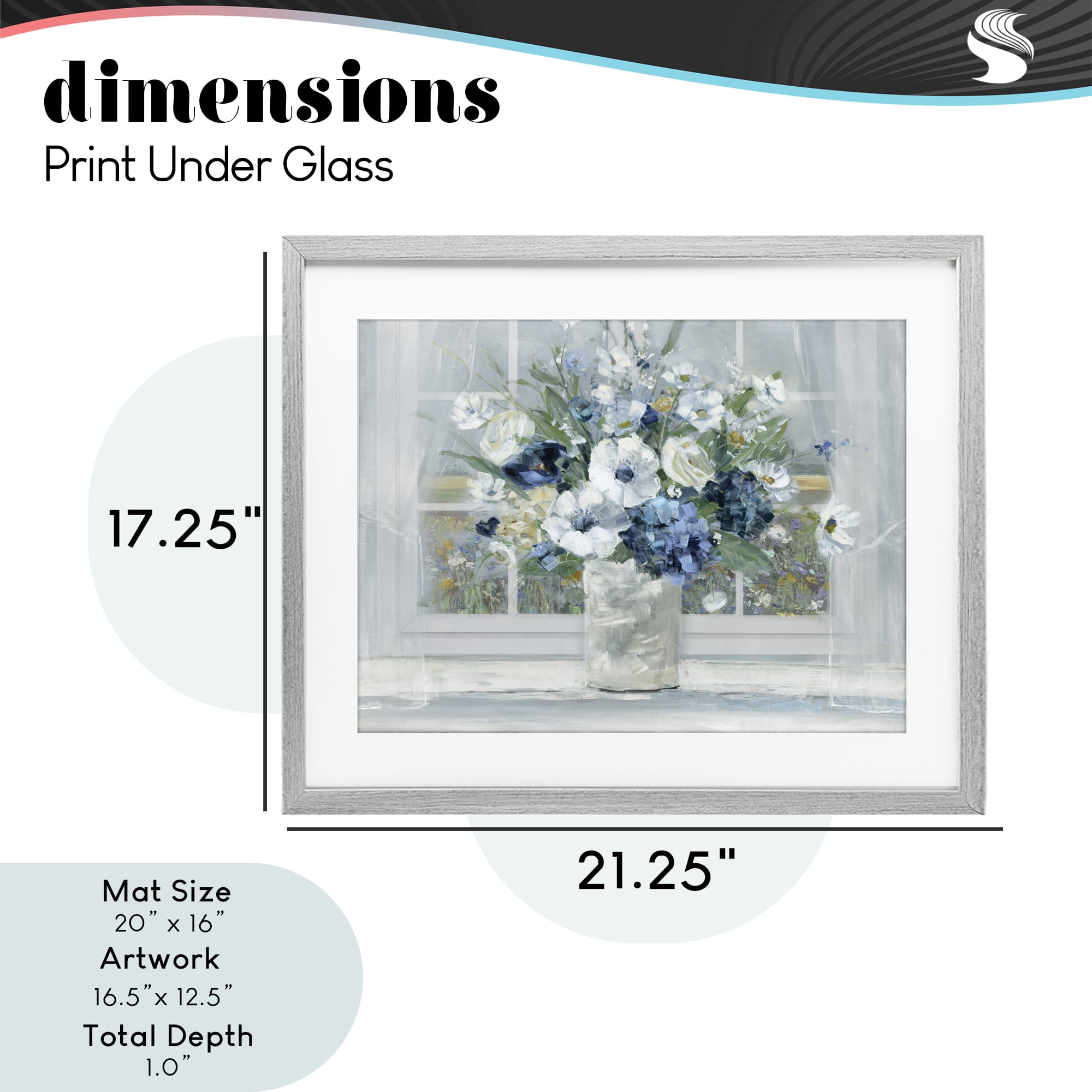 Stupell Industries Blue Hydrangea & Anemone Bouquet Gray Framed Print Under Glass, design by Sally Swatland
