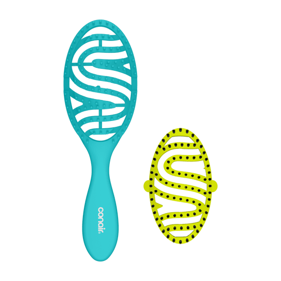 Conair 2n1 DTNGLR Detangle Shine Brush with Pop-On Boar-Bristle Attachment