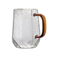 thumbnail image 1 of Hammered Drinking Cups, 14.5oz Clear Glass Coffee Mugs with Handles for Tea Cappuccino Latte Juice and Milk, 1 of 7