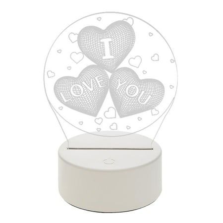 

USB 3D LED Bedside Night Light Romantic Love Acrylic Desktop Table Lamp (B)