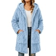 thumbnail image 3 of Kezqiaxn Womens Winter Coats Fleece Long Sleeve Thick Casual Jacket Warm Outerwear with Pockets Zip up Hoodie Plus Size Blue M, 3 of 6