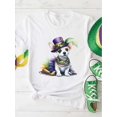 thumbnail image 2 of Camiseta para mujer Suave de veranoWomen'S Mardi Gras Dog Print T-Shirt, Casual Crew Neck Short Sleeve Top, 100% Polyester Knit Fabric, Regular Length, All Seasons - Animal Pattern ClothingFather's, 2 of 8