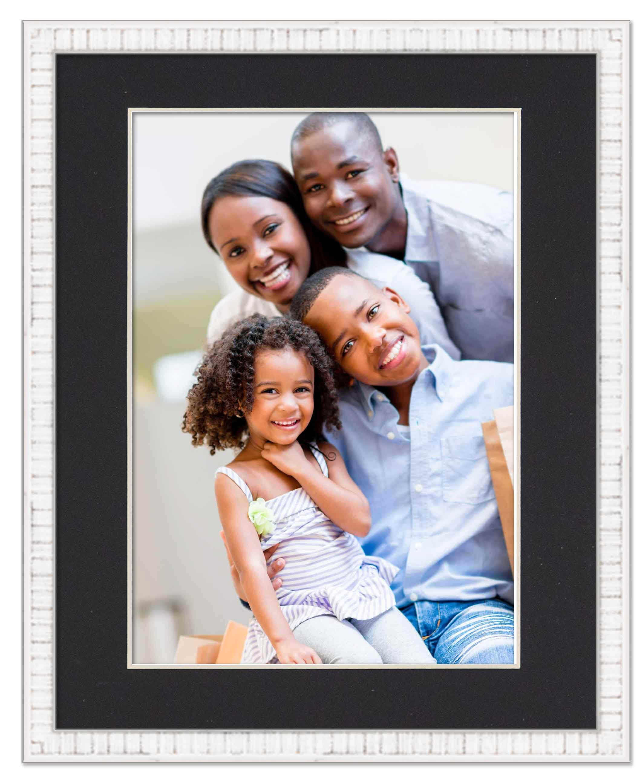 16x20 Frame White With Black Picture Mat For 16x20 Photo - White 18x24 Frame To Display Print or