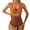 Coffee, variant on Uaswgudfs Womens Swim One-Piece Swimsuit with Plunge Neckline and Cutout Waist Detail - Stylish and Form-Fitting Bathing Suit for Beach Coffee XL