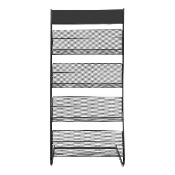 Dwellnix Floor-Standing Foldable Magazine Rack, 4-Tier Iron Storage Rack, Modern Black Design, Easy Access Open Frame, Sturdy and Space-Saving