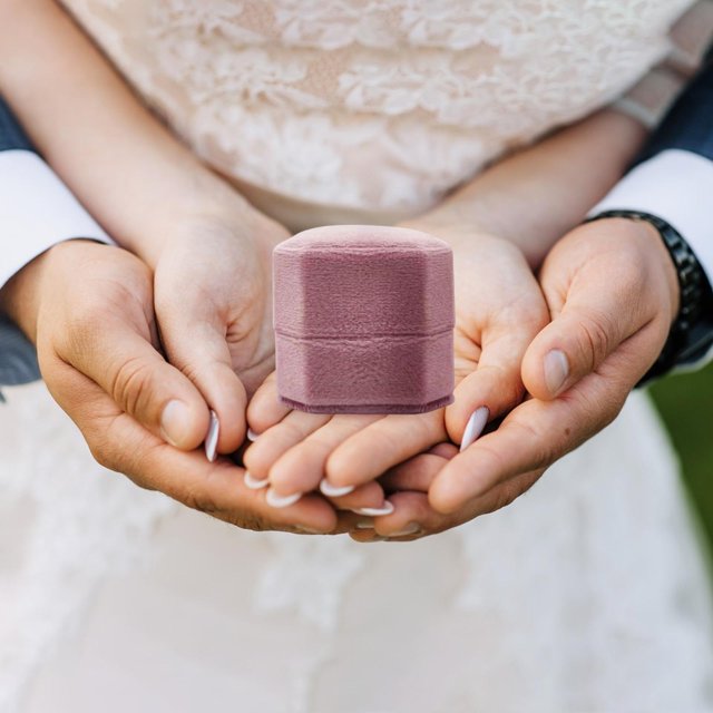 Portador de Caja de Anillo de , Caja de Joyería Preciosa Vintage Antigua para Sesiones de Fotos de Compromiso Propuesta de Boda. Rosado Hugo Titular de anillo