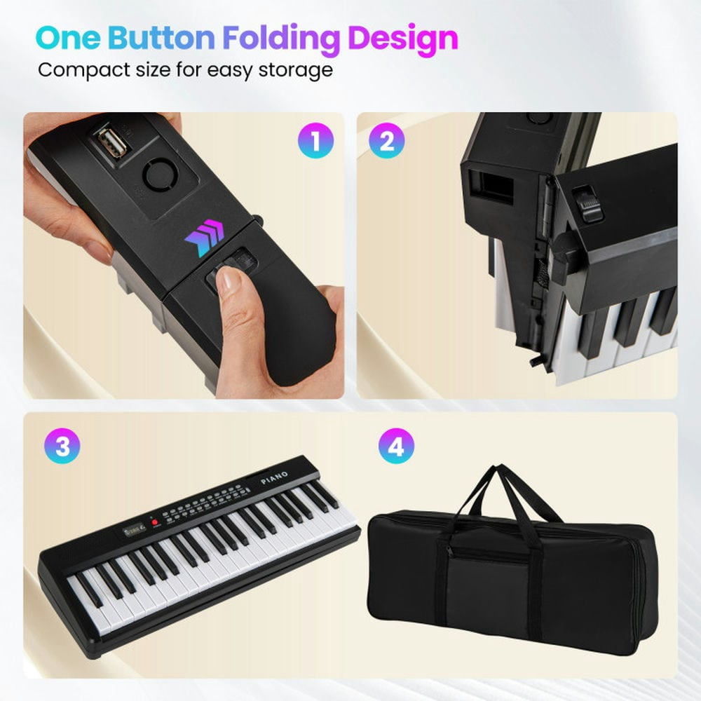 Canddidliike 88 Key Foldable Electric Keyboard Piano, Keyboard Piano with Wireless MIDI and Dual Speakers, Black