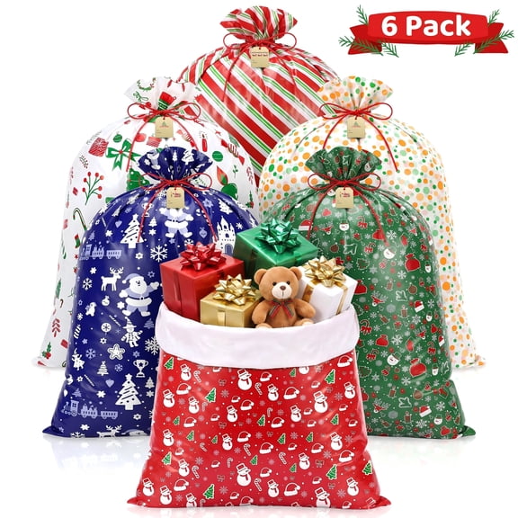 Leyaron Large Christmas Bags Gift, 36"x56" Extra Large Holiday Gift Bags with Tag and String for Gift Xmas Present Toys Holiday Party Favor Supplies