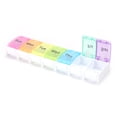 thumbnail image 2 of Rainbow 7-Day Push Button Tablet Pastillero Contenedor Almacenamiento Pastillero Dispensador, 2 of 9