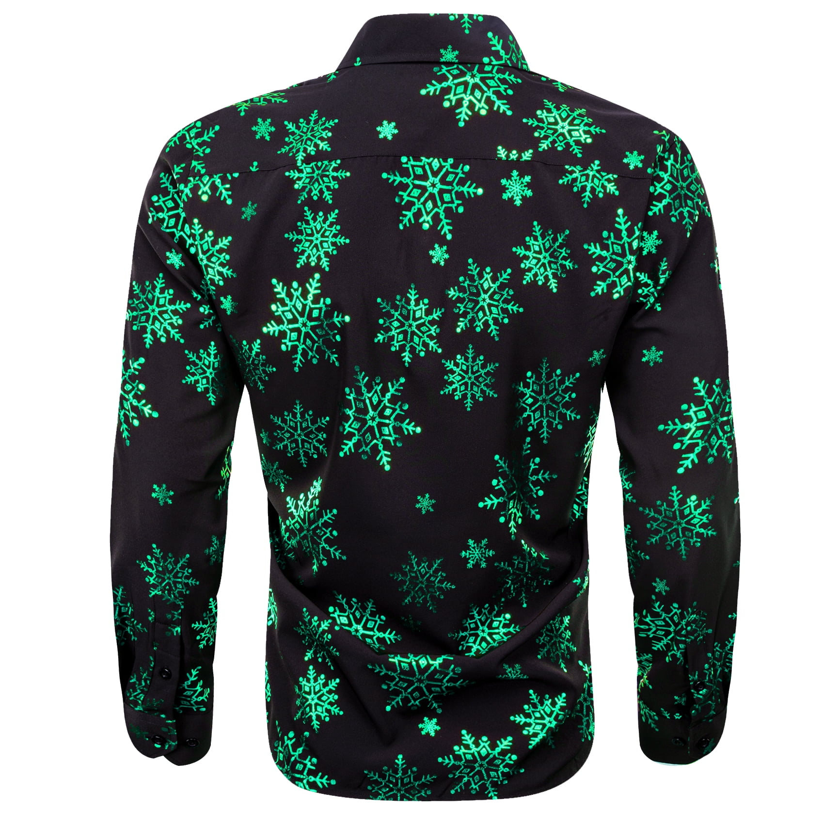 Barry.Wang Men's Shiny Holiday Party Shirt – Gold Print, Long Sleeve, Fitted & Glam - View #5