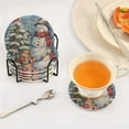 thumbnail image 7 of 6 Pcs Drink Coasters with Holder 3.94in Woven Coasters for Drinks Christmas Scene with Snowman Coaster Set for Protection Table, 7 of 7