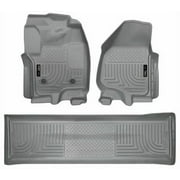 Husky by RealTruck Weatherbeater Series Front & 2nd Seat Floor Liners (Footwell Coverage) 99712 Grey Compatible with select: 2012-2016 Ford F250, 2012-2016 Ford F350