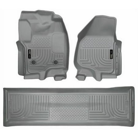 Husky by RealTruck Weatherbeater Series Front & 2nd Seat Floor Liners (Footwell Coverage) 99712 Grey Compatible with select: 2012-2016 Ford F250, 2012-2016 Ford F350