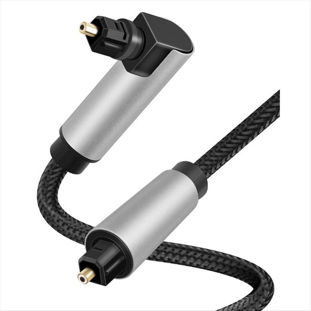 Cable de Audio Óptico de 90 Grados, Cable Toslink en Ángulo Recto, Cable de Fibra Óptica Digital para Barra de Sonido, TV, Cine en Casa, 2 M