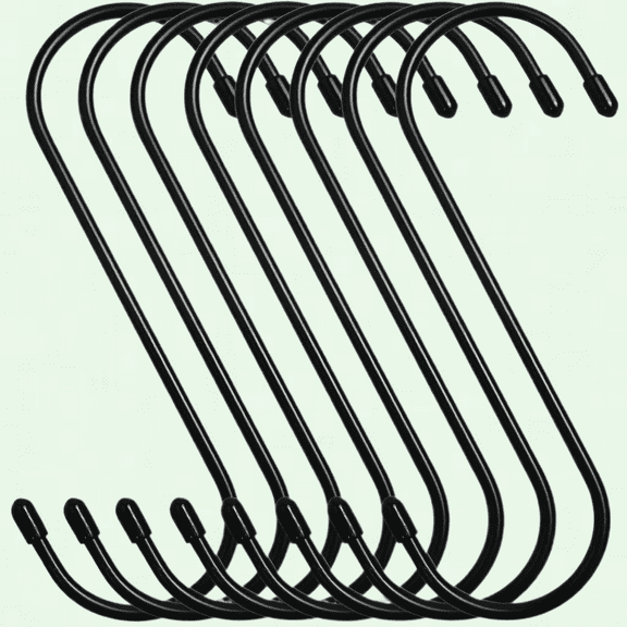 Heavy Duty 6 Inch S Hooks - 8 Pack, Black, for Hanging Plants, Clothes, Pots, Pans, Towels, Bird Lights, Feeder Bags