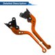 thumbnail image 5 of Palancas de freno y embrague largas únicas para Ducati 996/998/B/S/R 1999-2003, ajustables en 6 posiciones, palanca de freno de manillar de motocicleta de aleación de aluminio naranja, 1 par, 5 of 7