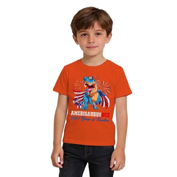 WAYUTE Boys Patriotic Graphic T Shirts for Kids Independence Day Holiday Short Sleeve Tee Youth Lightweight Casual Outdoor