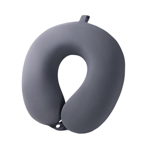 Almohada de viaje en forma de U, portátil, transpirable, con cremallera, para avión, coche, etc. Gris oscuro