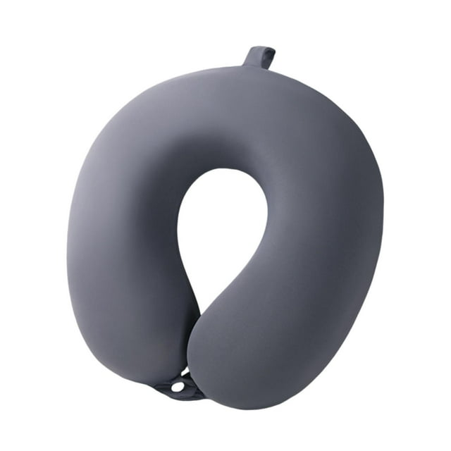 Almohada cervical de espuma viscoelástica para viajes, portátil, versátil, 30 x 29 x 10 cm, ligera, transpirable, funda desmontable, tela de seda Gris oscuro