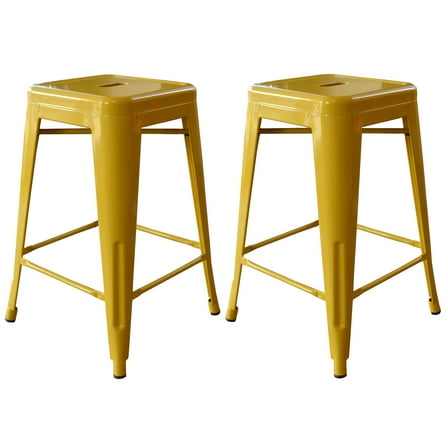 AmeriHome 2 Piece 24-inch Gold Finish Metal Backless Bar Stools