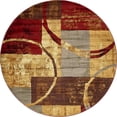thumbnail image 1 of Unique Loom Barista Collection Moderne Cercles Rustique Chaleureux Tapis_cof010, 8' Rond, Multi/Beige, 1 of 5