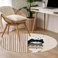 thumbnail image 5 of Area Rug 36in, Japanese Cute Aquatian Dogs Floor Carpet Living Room Rug, Brown Striped Non-Slip Welcome Mat Indoor Rugs for Bedroom Dining Room, 5 of 9