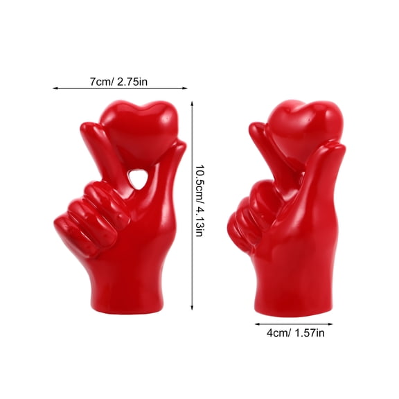 Jiyike Heart Hands Sculpture for Desktop Decoration Resin Love Finger Statue for Bathroom Shelf Decor Heart Shaped Sculpture for Books Shelf Decor