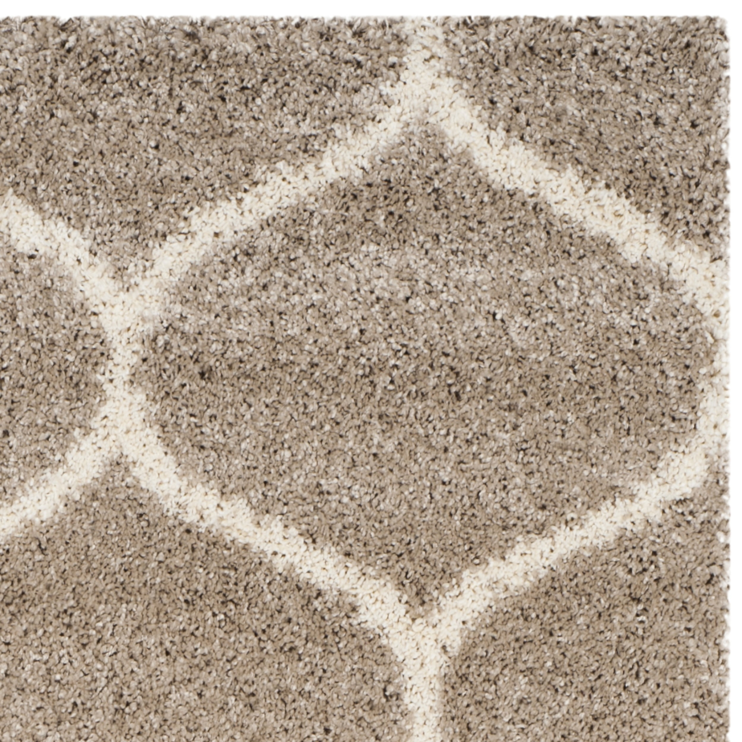SAFAVIEH Hudson Arline Geometric Shag Area Rug, Beige/Ivory, 5' x 5' Square