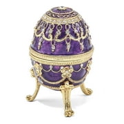 Jere Luxury Giftware Crystal Studded and Bejeweled IMPERIAL PURPLE Enamel (Plays Endless Love) Musical Pewter Egg Trinket and Maching Novelty Pendant