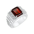 thumbnail image 3 of RYLOS Men's Rings Sterling Silver Designer Style 10X8MM Emerald Cut Shape Gemstone & Diamonds Garnet January Birthstone Rings For Men Size 9, 3 of 4