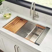 Ruvati 28-inch Workstation Ledge Undermount 16 Gauge Stainless Steel Kitchen Sink Single Bowl - RVH8309